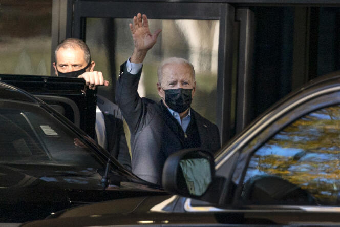 Joe Biden upon arriving at Walter Reed Medical Center in Bethesda, Md. On November 19, 2021.