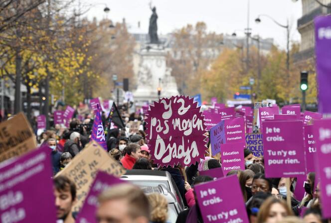 Demonstrators move away from Place de la République, during a demonstration organized by