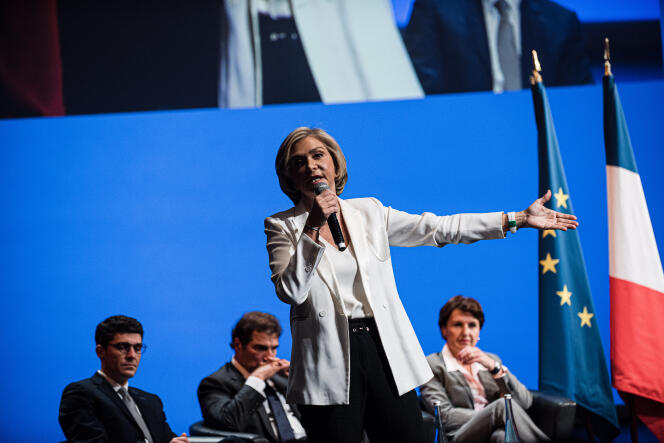 Valérie Pécresse, présidente de la région Ile-de-France et candidate à l’investiture du parti Les Républicains (LR), lors de son audition devant le conseil national du parti, à Issy Les Moulineaux, le 20 novembre 2021.