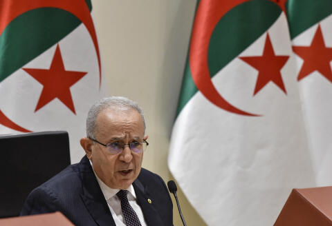 Algeria's Foreign Minister Ramtane Lamamra holds a press conference in the capital Algiers, on August 24, 2021. - Lamamra said that his country has severed diplomatic relations with Morocco due to its "hostile actions", a week after Algeria said it would review its relations with the neighbouring kingdom, accusing it of complicity in deadly forest fires that ravaged the country's north. (Photo by RYAD KRAMDI / AFP)