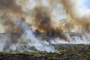 Aerial view of a wildfire in La Adela, La Pampa province, Argentina on January 05, 2017. - Firefighters in Argentina are struggling to control a series of wildfires that have devastated nearly one million hectares (2.5 million acres) of the country's famous pampas, or plains, officials said Thursday. (Photo by EITAN ABRAMOVICH / AFP)