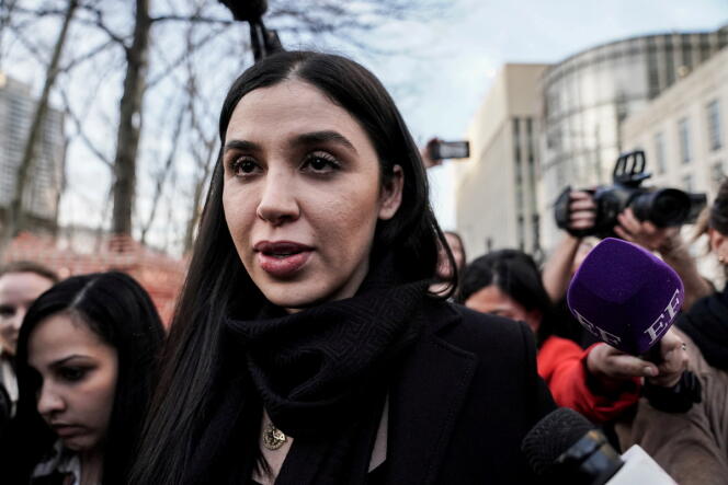 Emma Coronel Aispuro exiting Brooklyn Federal Court during the trial of Joaquin Guzman, known as 