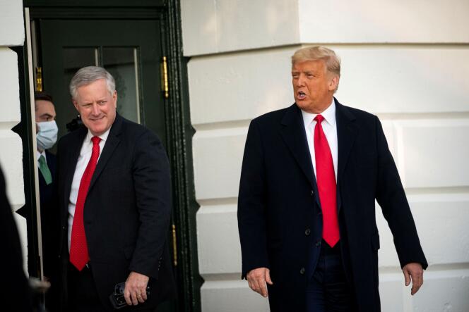 Mark Meadows (left) with Donald Trump at the White House in Washington on October 21, 2021.