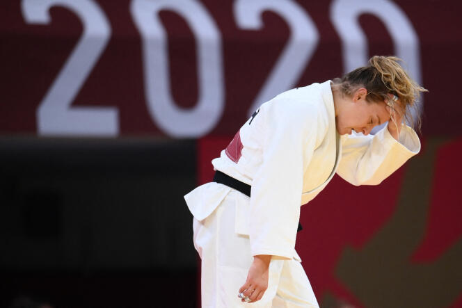 Judoka Margaux Pinot during the Tokyo Olympics on July 28, 2021.