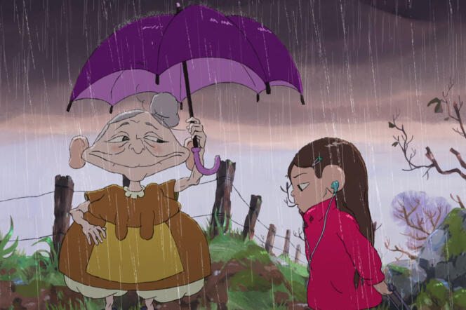 Jeanne et sa grand-mère dans « Maman pleut des cordes », de Hugo de Faucompret.