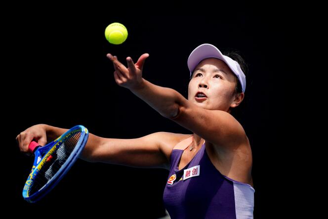 China's Peng Shuai in action during the match against Japan's Nao Hibino in the Australian Open first round, January 21, 2020.