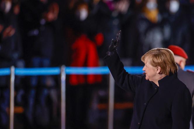 La chancelière allemande Angela Merkel, lors d’une cérémonie d’adieu en son honneur, à Berlin, le 2 décembre 2021.