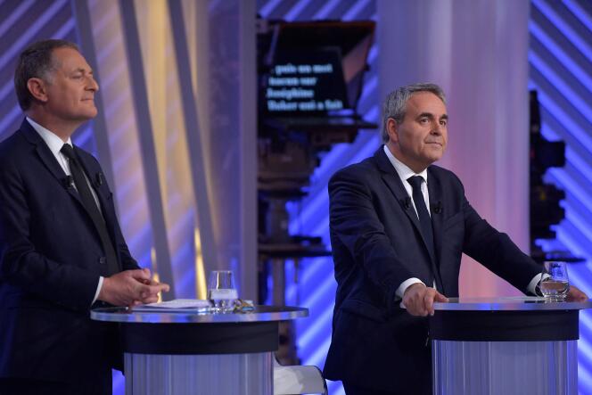Philippe Juvin (left), former candidate for the Republican primary, comes second (31.14%) in the 3rd district of Hauts-de-Seine and will be at the heart of a triangular.  Here, during the debate between the Republican (LR) candidates for the presidential election, November 30, 2021.
