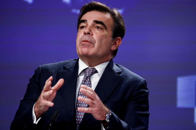 The Vice-President of the European Commission, Margaritis Schinas, at a press conference on the migration crisis on the Belarusian border, in Brussels, on December 1, 2021.