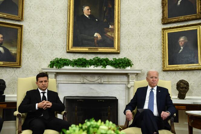 US President Joe Biden and Ukraine President Volodymyr Zelensky meet in Washington on September 1, 2021.
