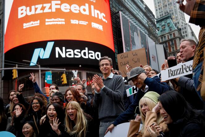 BuzzFeed stock closed sharply down 11% for its first day of trading on Wall Street, New York, on December 6, 2021.