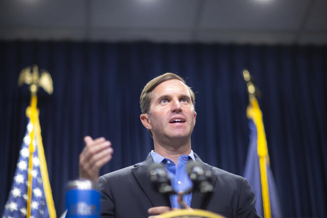 Andrew Beshear, the governor of the state of Kentucky (United States), during a press conference on July 8, 2021.