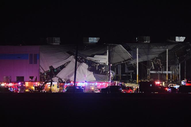 Amazon workers trapped in a storm-damaged warehouse on December 10, 2021, working in Edwardsville.