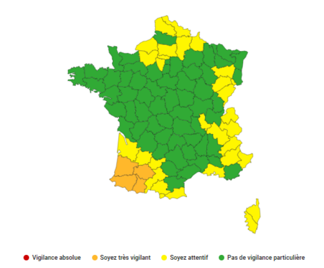 The South-West is placed in orange vigilance for the risks of floods and avalanches, Saturday December 11, 2021, in the morning bulletin of Météo-France.
