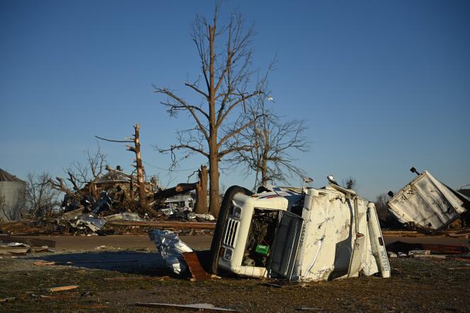 Tornado damage in Mayfield, Ky. On December 12, 2021.