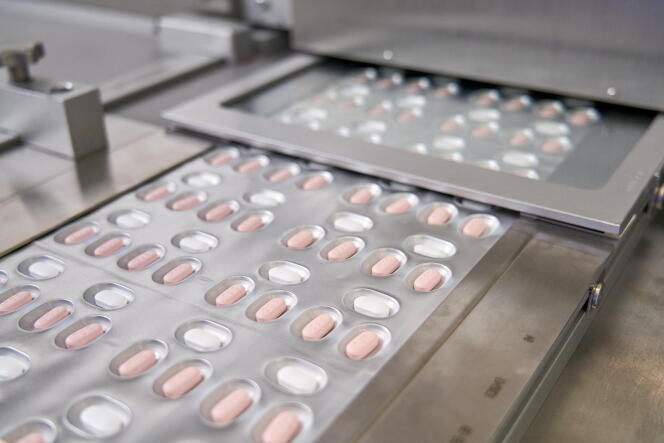 Paxlovid tablets, at the Pfizer factory in Ascoli Piceno, Italy (undated photo).