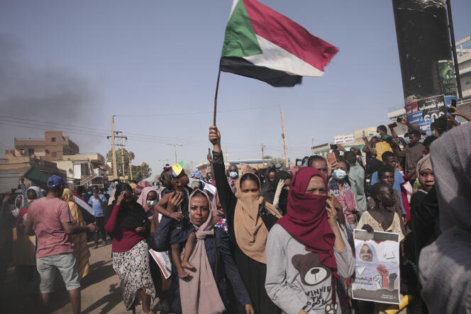 A demonstration in Khartoum against the military junta on December 13, 2021.