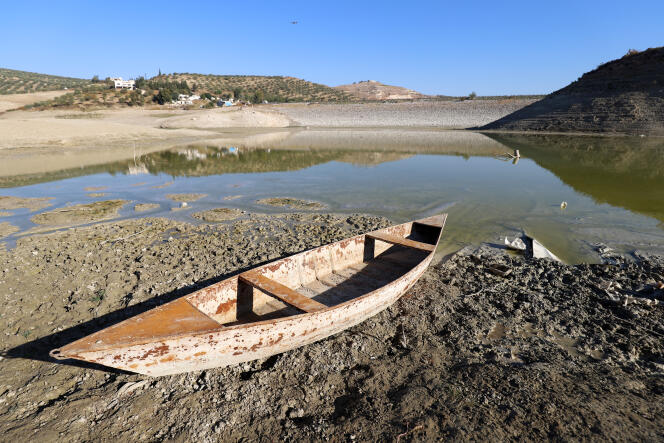 On the banks of the drained Duwaysat Dam outside the town of Al-Diriyah, Syria, November 9, 2021.