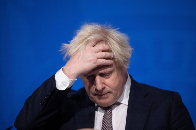 Boris Johnson lors d’une conférence de presse au sujet du variant Omicron, à Londres, le 27 novembre 2021.