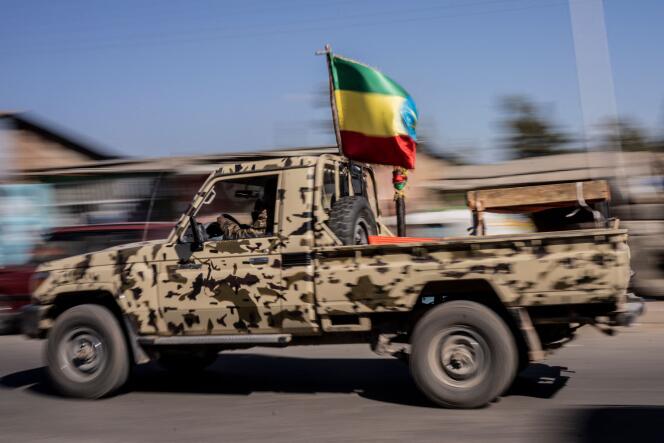 A military vehicle in Kombolcha, Ethiopia on December 11, 2021.
