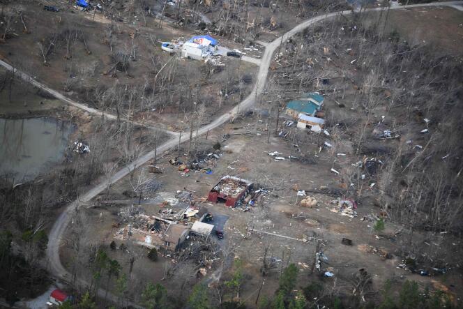 Aerial view of Dawson Springs, Ky., Wednesday December 15, 2021.