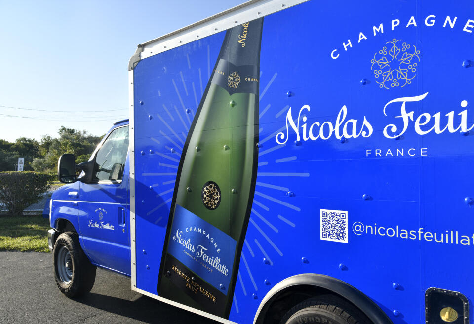 MONTAUK, NEW YORK - SEPTEMBER 03: A view of the truck used by Champagne Nicolas Feuillatte to save The Hamptons from a champagne shortage on September 03, 2021 in Montauk, New York. Eugene Gologursky/Getty Images for Champagne Nicolas Feuillatte/AFP (Photo by Eugene Gologursky / GETTY IMAGES NORTH AMERICA / Getty Images via AFP)