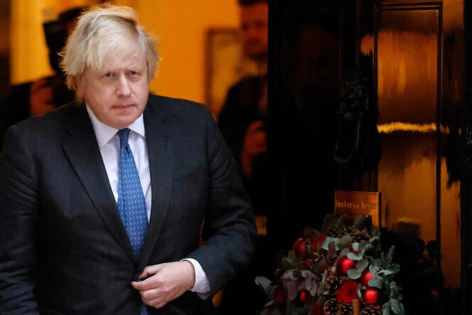 British Prime Minister Boris Johnson in Downing Street, London on December 16, 2021.