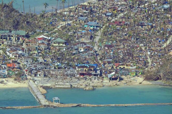 The city of Surigao, Philippines, after Typhoon Rai hit, December 17, 2021.