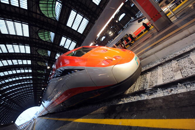The Italian high-speed train Frecciarossa (