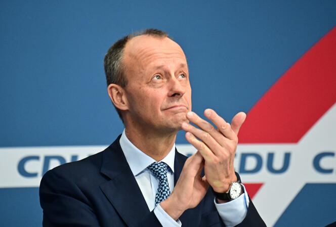 Friedrich Merz, the new president of the CDU, at a press conference at the party's headquarters in Berlin on December 17, 2021.