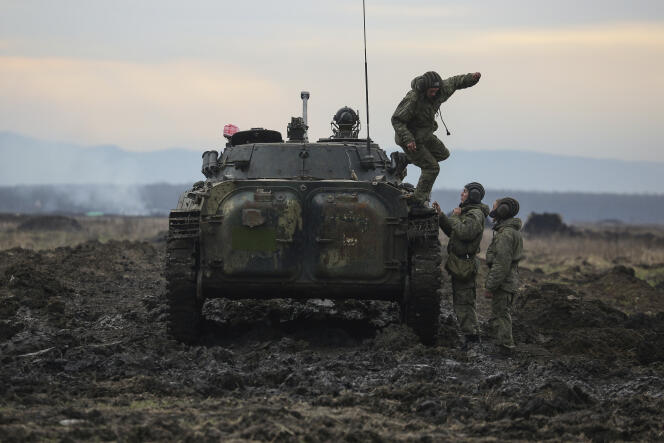 Entraînement des forces militaires russes dans la région de Krasnodar, en Russie, le 14 décembre.