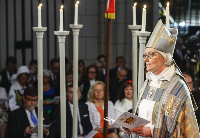 Antje Jackelén, the Archbishop of the Church of Sweden, at Uppsala Cathedral, Sweden, in October 2013.