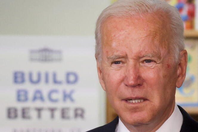 US President Joe Biden in Hartford, Connecticut, to defend his “Build Back Better” social reform plan on October 15, 2021.
