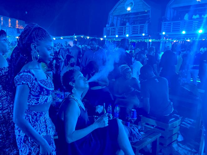 The dance floor of Moist Beach Club Oniru, where famous South African DJ Black Coffee performs, in Lagos on December 22, 2021.