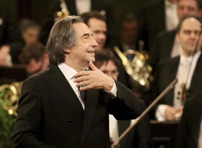 Riccardo Muti lors du concert du Nouvel An à Vienne, en Autriche, le 1er janvier 2018.