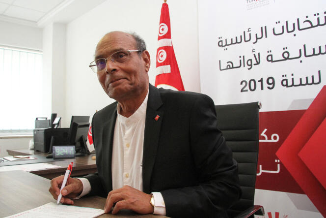 Former Tunisian President Moncef Marzouki, in Tunis, August 7, 2019.