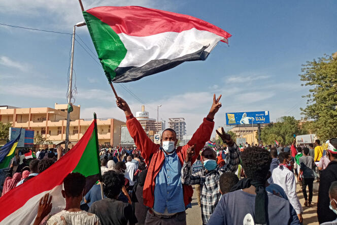 Manifestation à Khartoum, au Soudan, à la date du troisième anniversaire de la révolution, le 19 décembre 2021.