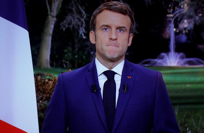 Emmanuel Macron, lors de ses vœux aux Français, à Paris, le 31 décembre 2021.