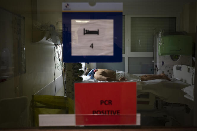 Un patient placé en réanimation à l’hôpital de la Timone, à Marseille, le 31 décembre 2021.