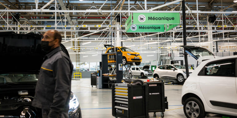 Used vehicles undergoing recycling and retrofitting at Renault SA's Re-Factory plant in Flins, France, on Tuesday, Nov. 30, 2021. The factory west of Paris, which makes the Zoe electric vehicle and the Nissan Micra, will transform by 2024 to recycle and retrofit cars and batteries. Photographer: Benjamin Girette/Bloomberg via Getty Images