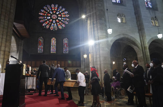 During the requiem mass for Desmond Tutu, in the South African city of Cape Town, Saturday January 1, 2022.