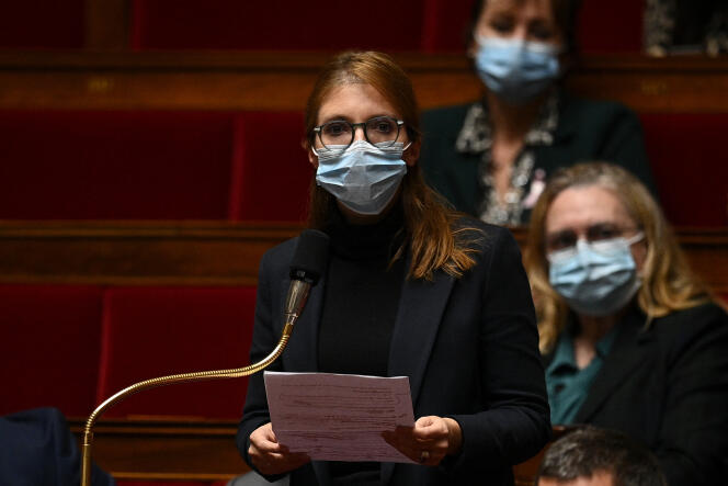 La députée La République en marche Aurore Bergé, lors d’une séance de questions au gouvernement, à l’Assemblée nationale, à Paris, le 20 octobre 2020.