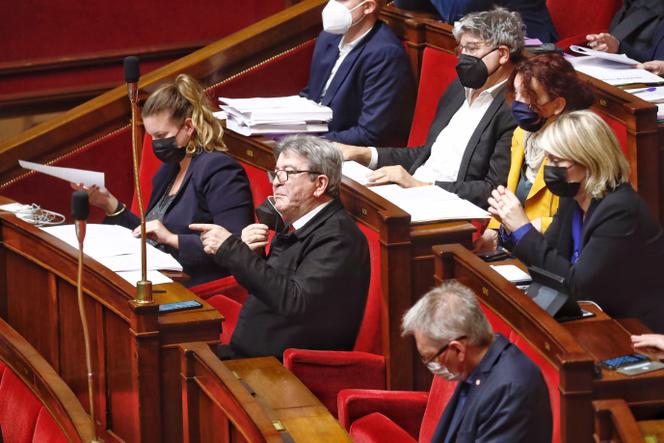 Jean-Luc Mélenchon à l’Assemblée Nationale à Paris, lors du débat sur le passe sanitaire à l’Assemblée Nationale à Paris, le 3 janvier 2022.