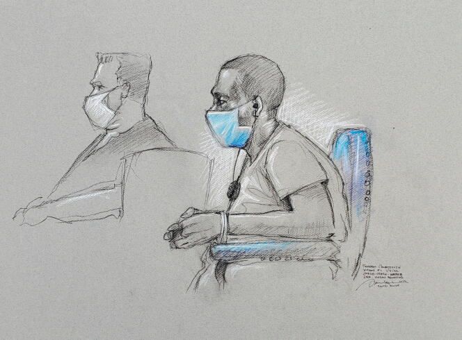 Sketch representing Mario Antonio Palacios, in court in Miami (Florida), January 4, 2022.