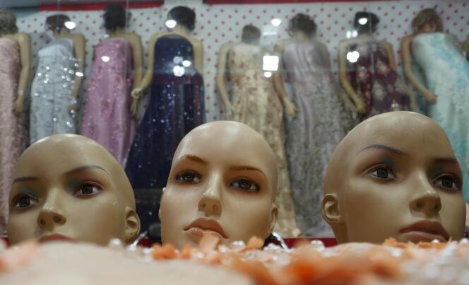 The heads of mannequins in a women's clothing store in Herat, January 5, 2022.