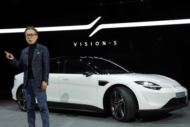 Sony boss Kenichiro Yoshida at the Vision S presentation at the Consumer Electronics Show in Las Vegas, Nevada, Tuesday, Jan.4.