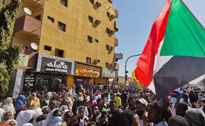 Demonstration against military power in Khartoum, capital of Sudan, Thursday January 6, 2022.