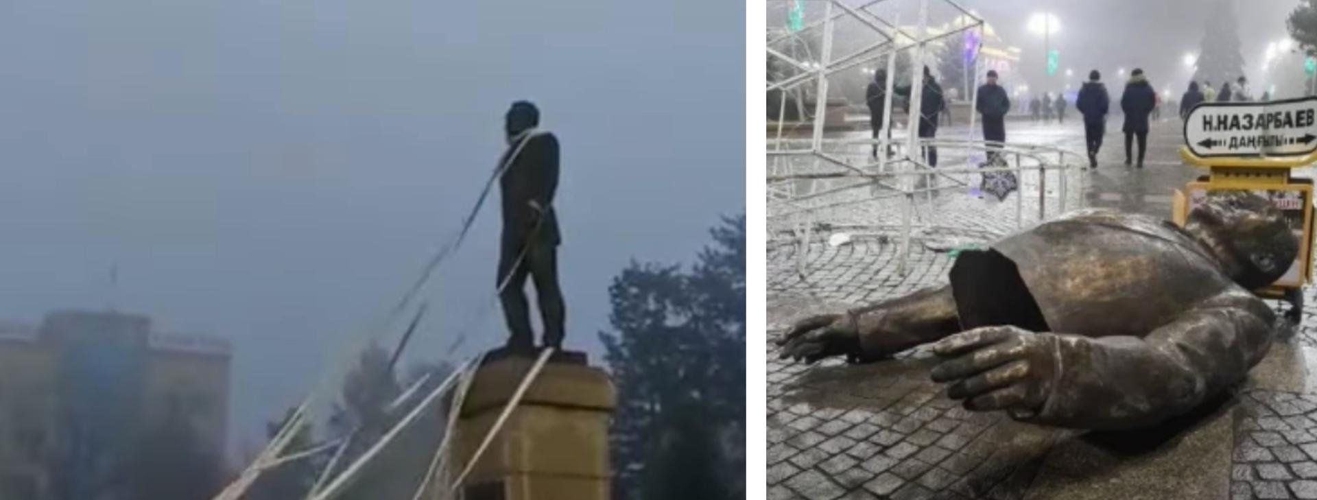 In Taldykorgan, the statue of the former autocrat Nursultan Nazarbayev was debunked by demonstrators.
