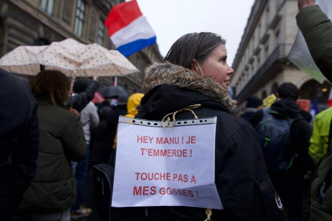 Demonstration against the vaccine pass in Paris, Saturday January 8, 2022.