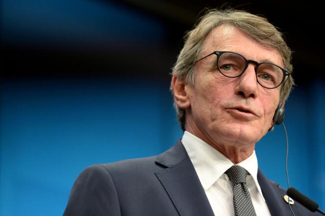 Le président du Parlement européen David Sassoli, disparu le  11 janvier, ici au sommet des dirigeants de l’Union européenne à Bruxelles, le 17 octobre 2019.